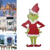Grinch Christmas Yard Signs Decorations Outdoor Decoration Christmas Tree Corrugate Yard Stake Signs Christmas Decoration Lawn Yard Outdoor Decoration