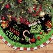 48 Inch Grinch Christmas Tree Skirt Red and Green Plaid Xmas Holiday Party Decor