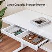 Electric Standing Desk Sit Stand Up Table Motorised Height Adjustable Rising White Tempered Glass Top Computer Office Sturdy Workstation USB Type C