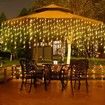 10m Solar Power Rain Shower PVC Christmas Lights 300 LEDs for Outdoor Decoration Warm White