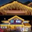 10m Solar Power Rain Shower PVC Christmas Lights 300 LEDs for Outdoor Decoration Warm White
