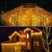 10m Solar Power Rain Shower PVC Christmas Lights 300 LEDs for Outdoor Decoration Warm White