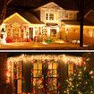 10m Solar Power Rain Shower PVC Christmas Lights 300 LEDs for Outdoor Decoration Warm White