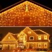 10m Solar Power Rain Shower PVC Christmas Lights 300 LEDs for Outdoor Decoration Warm White