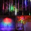 Solar Powered Rain Shower PVC Icicle Christmas Lights 300 LEDs for Outdoor Decoration (Multi-Color)