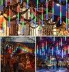 Solar Powered Rain Shower PVC Icicle Christmas Lights 300 LEDs for Outdoor Decoration (Multi-Color)