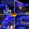 Solar Powered Icicle Snowfall Christmas Lights 50cm 10-Tube Raindrop Lights for Outdoor Decoration (Blue)