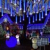 Solar Powered Icicle Snowfall Christmas Lights 50cm 10-Tube Raindrop Lights for Outdoor Decoration (Blue)