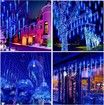 Solar Powered Icicle Snowfall Christmas Lights 50cm 10-Tube Raindrop Lights for Outdoor Decoration (Blue)