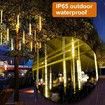 Solar Power Shower Rain PVC Lights Christmas Lights Icicle Raindrop Lights, 30cm 8tube Xmas Tree Holiday Decoration WARM WHITE
