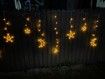 3.5m Solar Lights Outdoor Moons Stars PVC String Lights Solar Curtain Lights USB Rechargeable Remote Fairy Lights for Patio Gazebo Porch Warm Color
