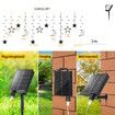 3.5m Solar Lights Outdoor Moons Stars PVC String Lights Solar Curtain Lights USB Rechargeable Remote Fairy Lights for Patio Gazebo Porch Warm Color