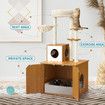 2 In 1 Cat Tree Litter Box Enclosure Scratching Post Tower Kitty Play House Pet Furniture Bed Condo Hammock Entrance Cabin Toilet Washroom