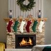 Personalized Christmas Stockings,18In Large Family Knitted Xmas Stocking with Leather Nameplate for Kids,6 Pack Customized Christmas Stockings for Fireplace Holiday