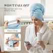 Large Microfiber Hair Towel Wrap for Women,Anti Frizz Hair Drying Towel with Elastic Strap,Fast Drying Hair Turbans for Wet Hair,Long,Thick,Curly Hair,Blue