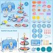 48 Piece Frozen Tea Party Set for Little Girls Princess Kitchen Pretend Play Toy with Desserts and Tin Tea Set