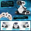 Robot Toys Rechargeable Remote Control Robots Auto-Demonstration Head & Arms, Dance Moves, Music, and Shining LED Eyes, Kids Toys Gifts for 3+ Boys Girls