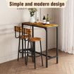 3PCS Bar Table Set 2 Stools Chairs Dining Breakfast Cafe Home Bistro Kitchen Pub Coffee Counter High Top Tall Furniture Rustic Industrial Wooden Metal