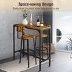 3PCS Bar Table Set 2 Stools Chairs Dining Breakfast Cafe Home Bistro Kitchen Pub Coffee Counter High Top Tall Furniture Rustic Industrial Wooden Metal
