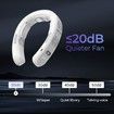 Portable Neck Fan Bladeless Cooling Air Conditioner Rechargeable Personal Cooler LED Light 3 Speeds Plates White Outdoor