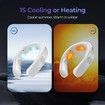 Portable Neck Fan Bladeless Cooling Air Conditioner Rechargeable Personal Cooler LED Light 3 Speeds Plates White Outdoor