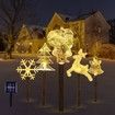 5 in 1 Solar Christmas Lawn Lamp Santa Claus Snowflakes Bells and Elk Solar-Powered Garden Decoration