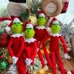 Christmas Hanging Ornament, Elf On The Shelf Christmas Tree Decoration Xmas Gift Craft Pendant Decor, 12.6 Inches (Red & Green), 2Pcs