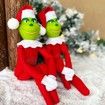 Christmas Hanging Ornament, Elf On The Shelf Christmas Tree Decoration Xmas Gift Craft Pendant Decor, 12.6 Inches (Red & Green), 2Pcs