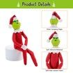 Christmas Hanging Ornament, Elf On The Shelf Christmas Tree Decoration Xmas Gift Craft Pendant Decor, 12.6 Inches (Red & Green), 2Pcs