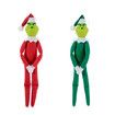 Christmas Hanging Ornament, Elf On The Shelf Christmas Tree Decoration Xmas Gift Craft Pendant Decor, 12.6 Inches (Red & Green), 2Pcs