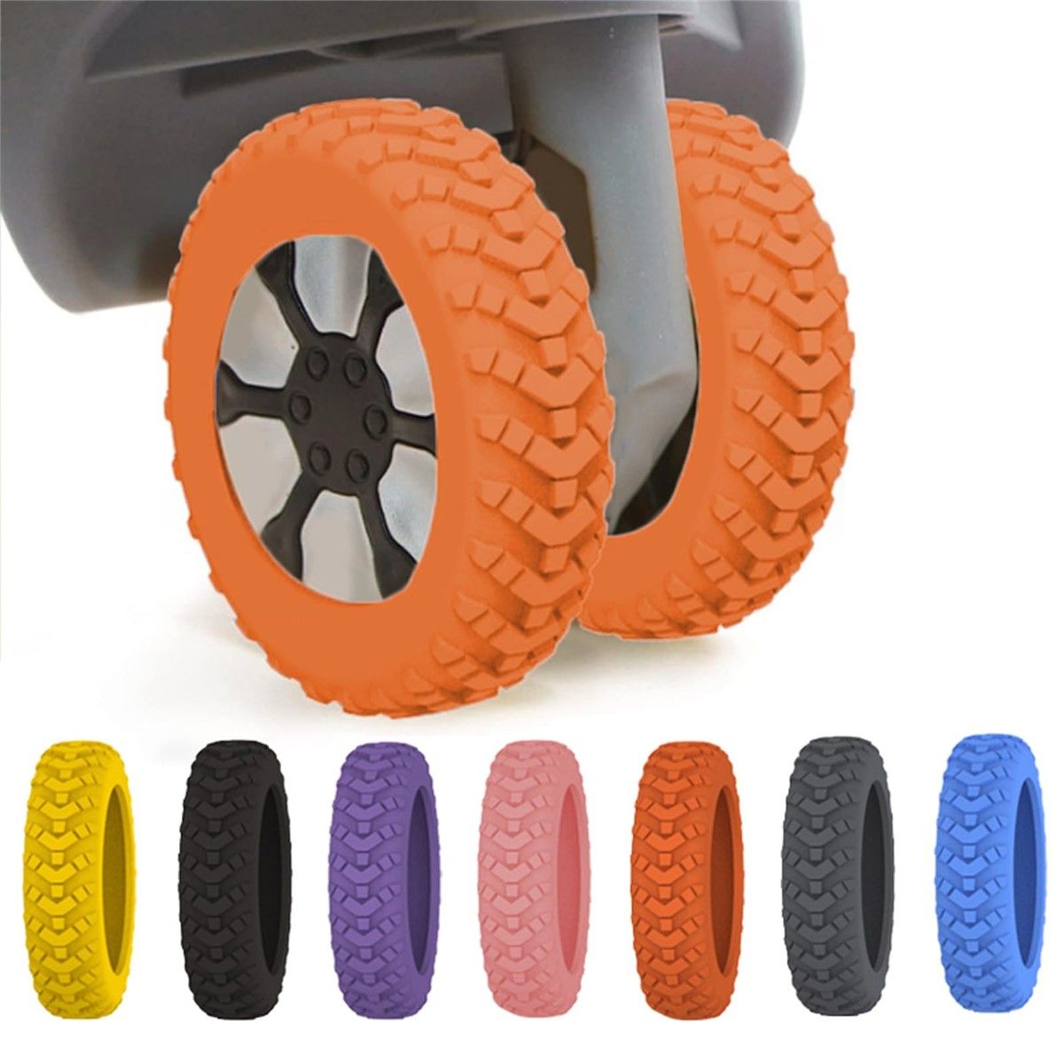 Luggage Wheel Cover Silent Protection Shockproof Carry On Suitcase 8Pcs Orange Compartment Noise Reduction Travel Bag Accessory