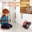 2.4Ghz RC Monster Trucks Dinosaur Remote Control Stunt Car with Light & Music 360°Spin Walk Upright& Drift for Boys Ages 8+(Red)