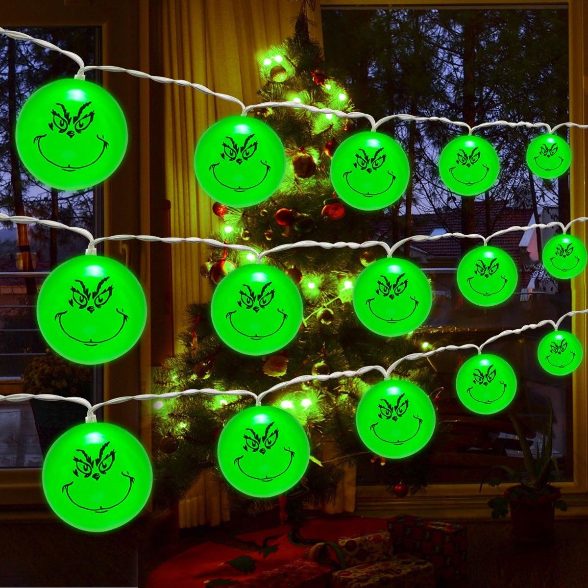 Grinchs Christmas Lights,20 LED 10 Ft Battery Operated Grinchs String Lights,Grinchs Decorations for Christmas Tree Home Garden Indoor Outdoor Decor