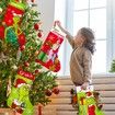 Large Grinch Christmas Stockings Set 4-Pack 18 Inch Whoville-Themed Holiday Stockings for Family Party Decorations