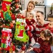 Large Grinch Christmas Stockings Set 4-Pack 18 Inch Whoville-Themed Holiday Stockings for Family Party Decorations