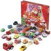 Advent Calendar Plastic Pull Back Cars for Boys, Girls, Kids with 1 Map for Christmas Gifts Perfect Decor, Party Favors, Birthday