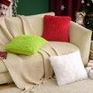 Pack of 2 Luxury Faux Fur Throw Pillow Cover Deluxe Winter Decorative Plush Pillow Case Cushion Cover Shell for Christmas Sofa Bedroom Car 18x18 Inch Green