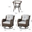 Outdoor Rocking Chair Garden Lounge Furniture 3 Piece Table Setting Swivel Rocking Wicker Sofa Patio Lawn Deck Glider Armchair Seating Set