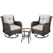 Outdoor Rocking Chair Garden Lounge Furniture 3 Piece Table Setting Swivel Rocking Wicker Sofa Patio Lawn Deck Glider Armchair Seating Set