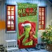 Grinch Christmas Door Cover Decorations Grinch Green Backdrop Merry Christmas Porch Sign 90*180cm