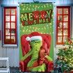 Grinch Christmas Door Cover Decorations Grinch Green Backdrop Merry Christmas Porch Sign 90*180cm