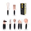 7 Pc Kitchen Gadget tools Set Copper Coated Stainless Steel Utensils with Soft Touch Black Handles