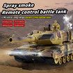 RC Battle Tank Toy with Realistic Smoke Lights & Sounds 1:24 Scale Remote-Controlled Tank for Kids Christmas Gifts Yellow