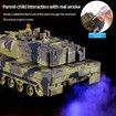 RC Battle Tank Toy with Realistic Smoke Lights & Sounds 1:24 Scale Remote-Controlled Tank for Kids Christmas Gifts Yellow