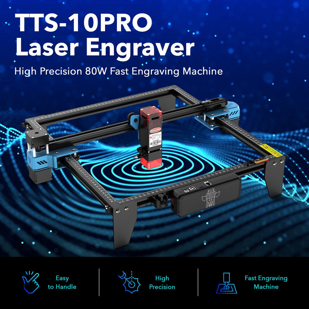 Laser Engraver Cutter 80W Engraving Cutting Machine DIY Making Wood Acrylic Leather Metal High Precision Fixed Focus APP Control Etching Marking