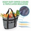 Insulated Gray Cooler Bag with HD Thermal Insulation Foldable & Portable Soft Cooler for Travel Beach and Food Delivery