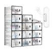 12PCS Plastic Shoe Boxes Clear Organiser Stackable Transparent Storage Display Cases Sneaker Containers Holder Bins Organizer Unit