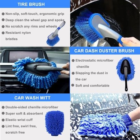 26Pcs Car Detailing Brush Set, Auto Detailing Drill Brush Set, Car Buffing  Sponge Pads Kit, Car Cleaning Tools Kit for Interior, Exterior, Wheels 