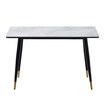 Marble Dining Table Sintered Stone Large Glossy Desk With Metal Legs Modern Restaurant Kitchen Bedroom Office Work Grey
