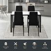 Marble Dining Table Set 4 Chairs Faux Marble Large Glossy Desk Modern Restaurant Kitchen Bedroom Office Work White